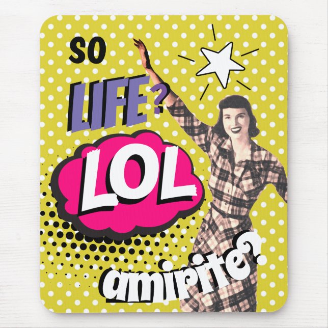 Comic Book Pop Art Retro Lady Funny  Mouse Mat (Front)