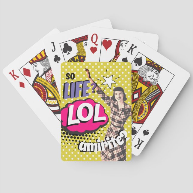 Comic Book Pop Art Retro Lady Funny Playing Cards (Back)