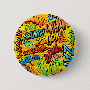 Comic Book Pop Art Sounds 6 Cm Round Badge