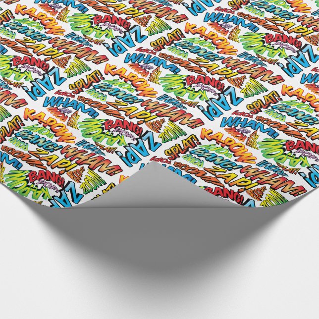 Comic Book Pop Art Sounds Wrapping Paper (Corner)