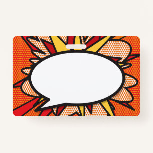 Comic Book Pop Art Speech Bubble ID Badge