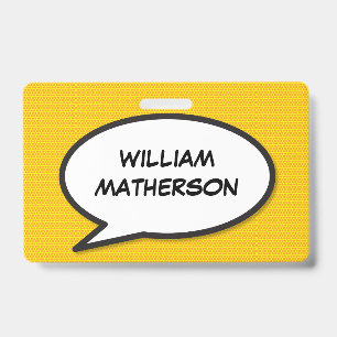 Comic Book Pop Art Speech Bubble ID Badge