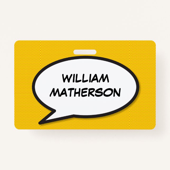 Comic Book Pop Art Speech Bubble ID Badge (Front)
