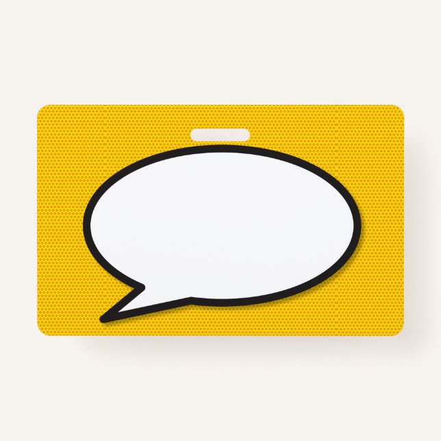 Comic Book Pop Art Speech Bubble ID Badge (Front)