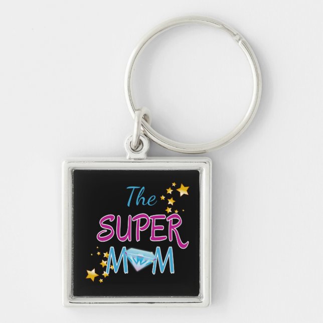 Comic Book Pop Art Superhero Mom Mother's Day Key Ring (Front)