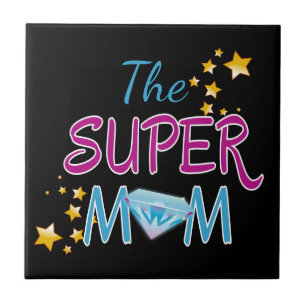 Comic Book Pop Art Superhero Mum Mother's Day Tile