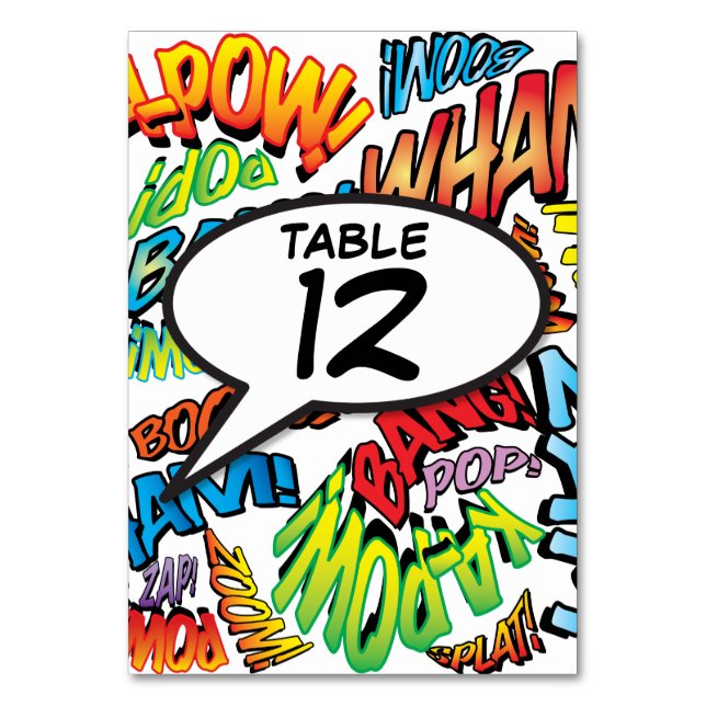 Comic Book Pop Art Table Number (Front)