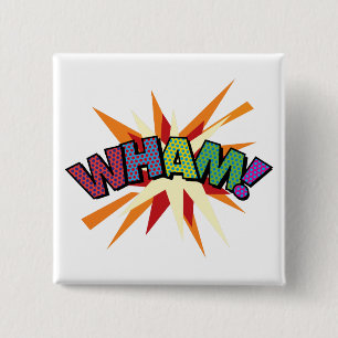 Comic Book Pop Art WHAM! 15 Cm Square Badge