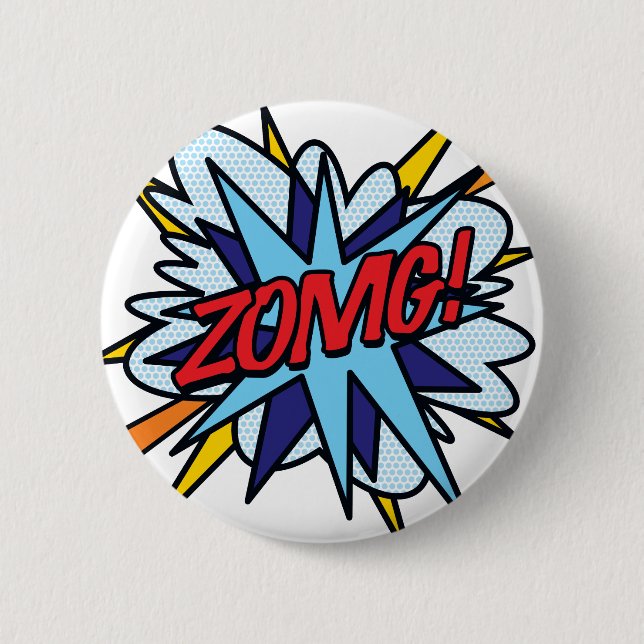 Comic Book Pop Art ZOMG 6 Cm Round Badge (Front)