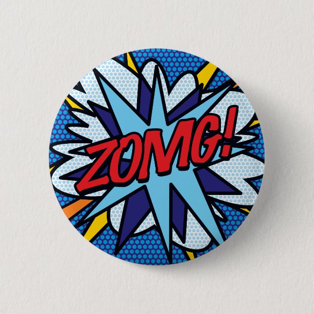 Comic Book Pop Art ZOMG 6 Cm Round Badge (Front)