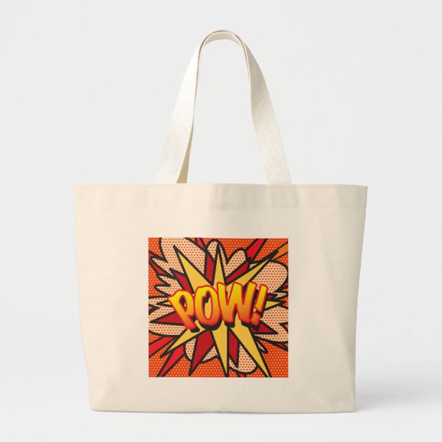 Comic Book POW! Large Tote Bag (Front)