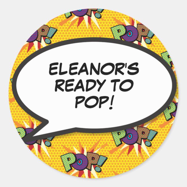 Comic Book Ready to POP! Baby Shower Sprinkle Classic Round Sticker (Front)