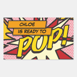 Comic Book Ready to POP Baby Shower Sprinkle Rectangular Sticker
