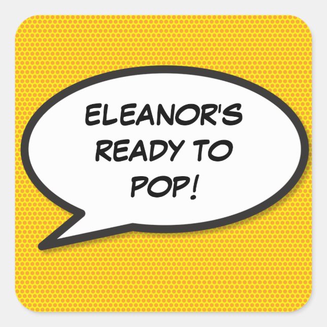 Comic Book Ready to POP Baby Shower Sprinkle Square Sticker (Front)