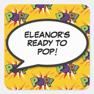 Comic Book Ready to POP Baby Shower Sprinkle Square Sticker
