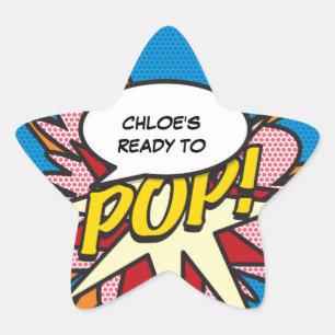 Comic Book Ready to POP Baby Shower Sprinkle Star Sticker