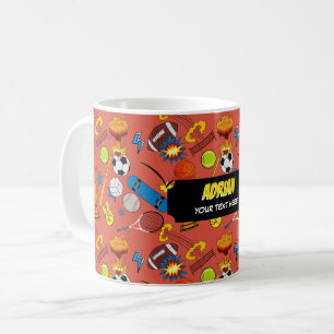 Comic Book Retro Sports Athletic Kids School Coffee Mug