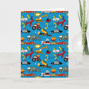 Comic Book Retro Truck Vehicles Aeroplanes Birthda Card