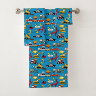 Comic Book Retro Truck Vehicles Aeroplanes Boy Bath Towel Set