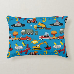Comic Book Retro Trucks Cars Vehicles Aeroplanes Decorative Cushion