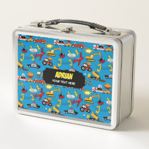 Comic Book Retro Trucks Cars Vehicles Aeroplanes Metal Lunch Box