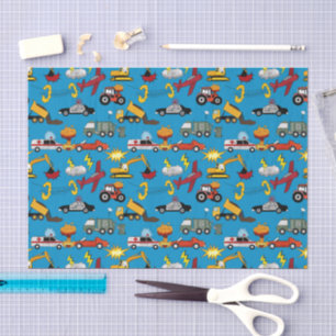 Comic Book Retro Trucks Cars Vehicles Aeroplanes Tissue Paper