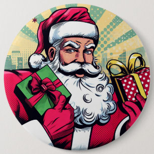 Comic book Santa/Christmas 6 Cm Round Badge