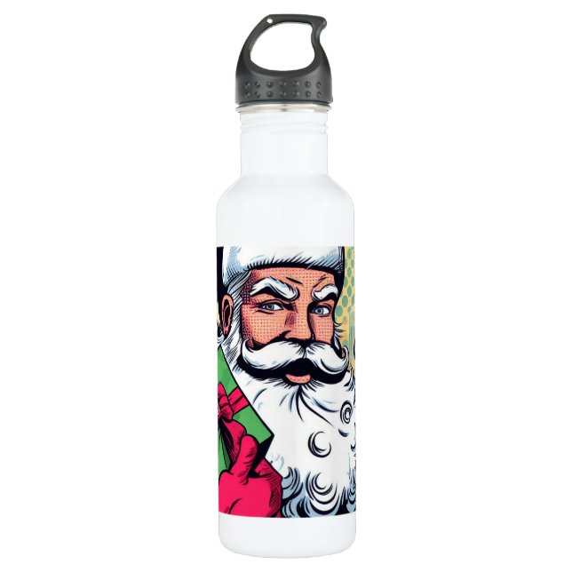Comic book Santa/Christmas  710 Ml Water Bottle (Front)