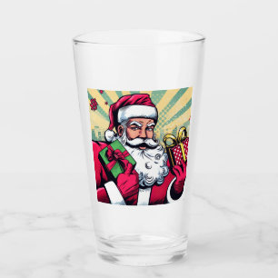Comic book Santa/Christmas  Glass