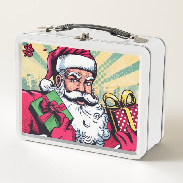 Comic book Santa/Christmas  Metal Lunch Box (Front)