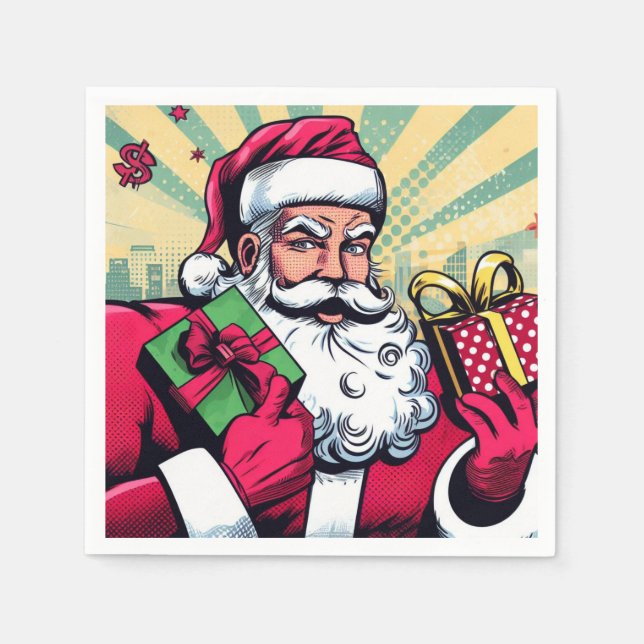 Comic book Santa/Christmas  Napkin (Front)