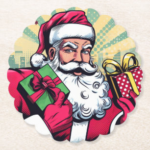 Comic book Santa/Christmas  Paper Coaster