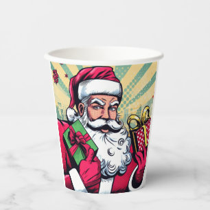 Comic book Santa/Christmas Paper Cups