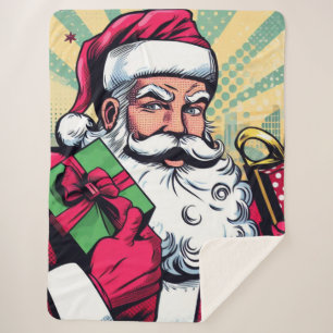 Comic book Santa/Christmas  Sherpa Blanket