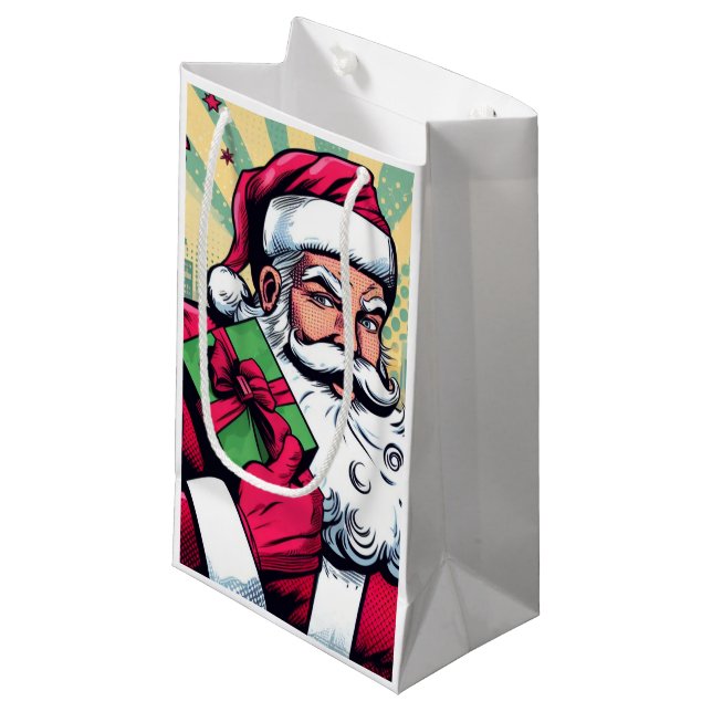 Comic book Santa/Christmas  Small Gift Bag (Front Angled)