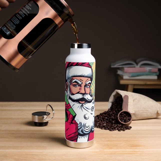 Comic book Santa/Christmas  Water Bottle (Coffee)