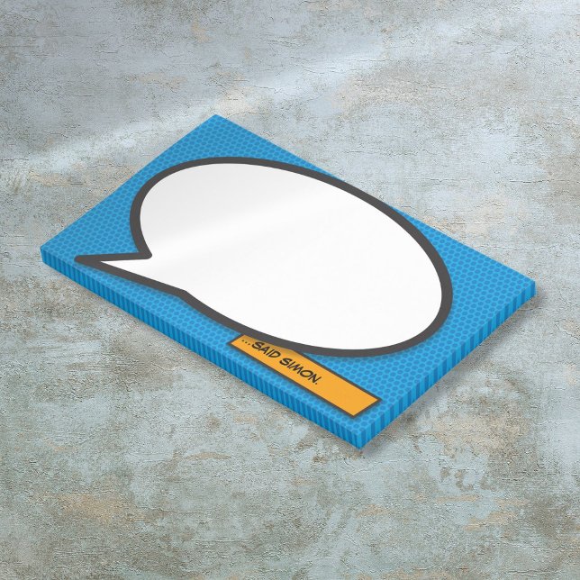 Comic Book Speech Bubble Blue Custom Name Post-it Notes (Comic Book Speech Bubble Blue Custom Name Post-it Notes)