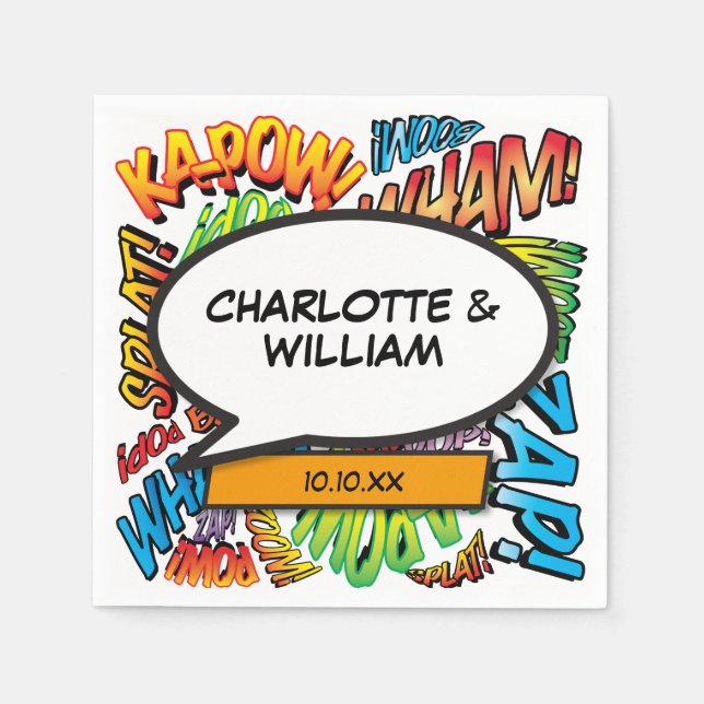 Comic Book Speech Bubble Modern Fun Colourful Napkin (Front)