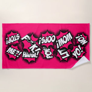 Comic Book Style Beach Towel