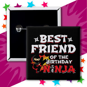 Comic Book Style Best Friend of the Birthday Ninja 15 Cm Square Badge