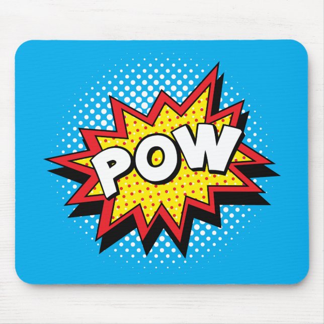 Comic Book Style Colourful POW Mouse Mat (Front)