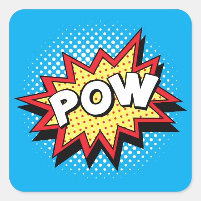 Comic Book Style Colourful POW Square Sticker (Front)