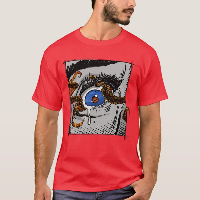 Comic Book Style Cthulhuentacles Out Ofhe Eye Horr T-Shirt (Front)