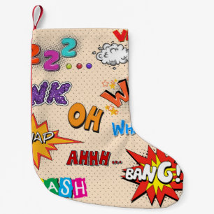 Comic Book Style Expressions Design Small Christmas Stocking