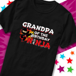 Comic Book Style Party Grandpa of Birthday Ninja T-Shirt