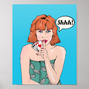 Comic book style poker aces poster