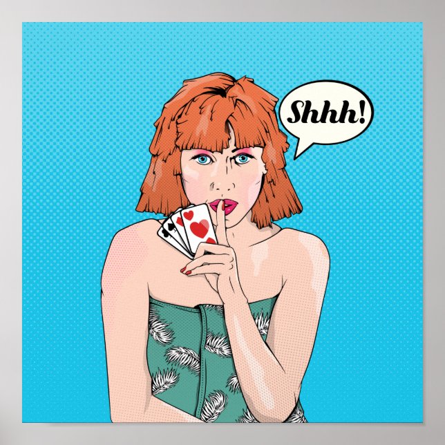 Comic book style poker cheat poster (Front)