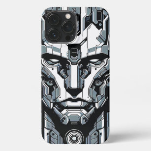 comic book-style robot head iPhone 13 pro max case