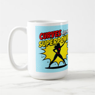 Comic Book Style Superhero Woman with "CURVES ARE Coffee Mug