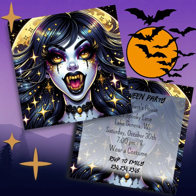 Comic Book Style Vampire Halloween Party  (Creator Uploaded)
